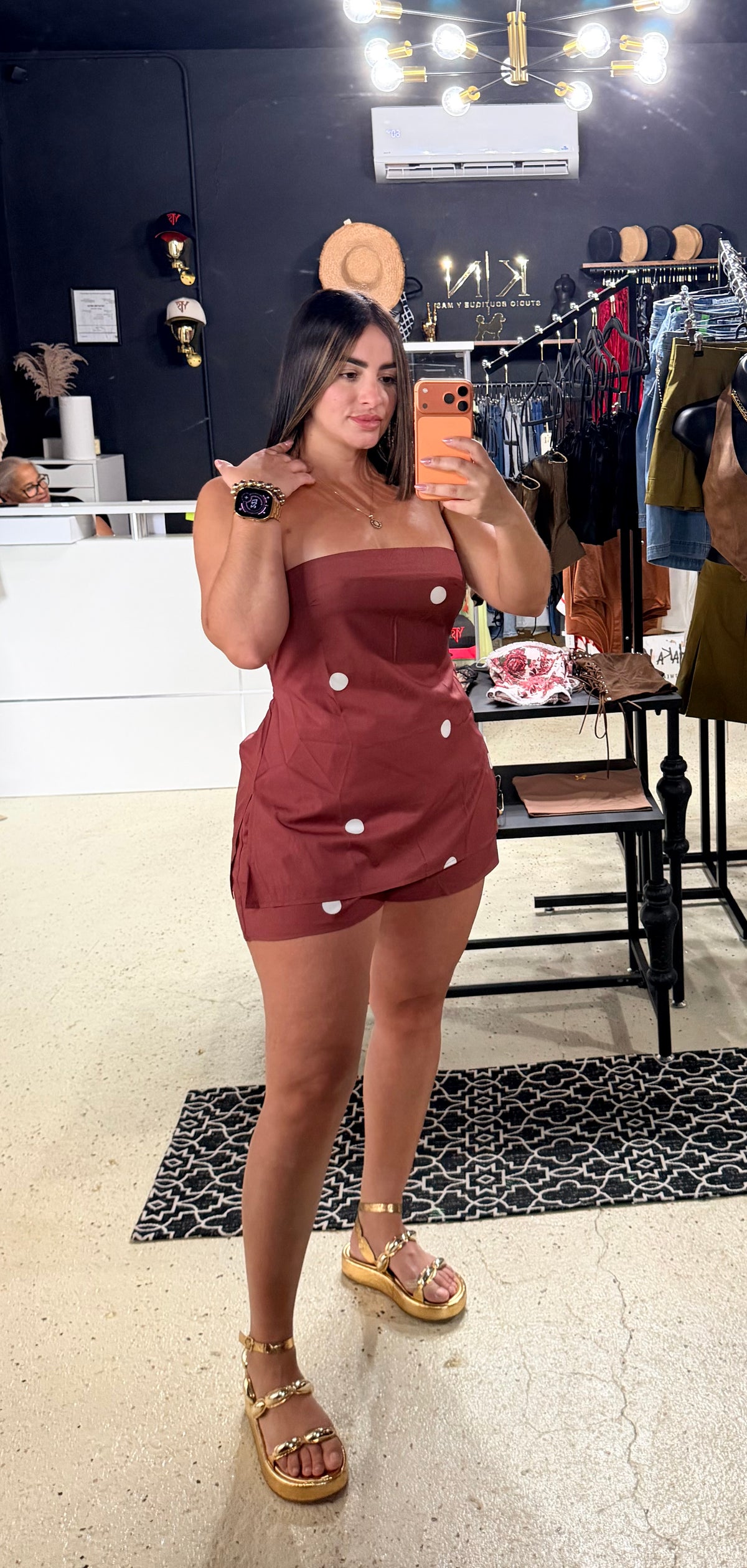 Coffe Polka Short Set