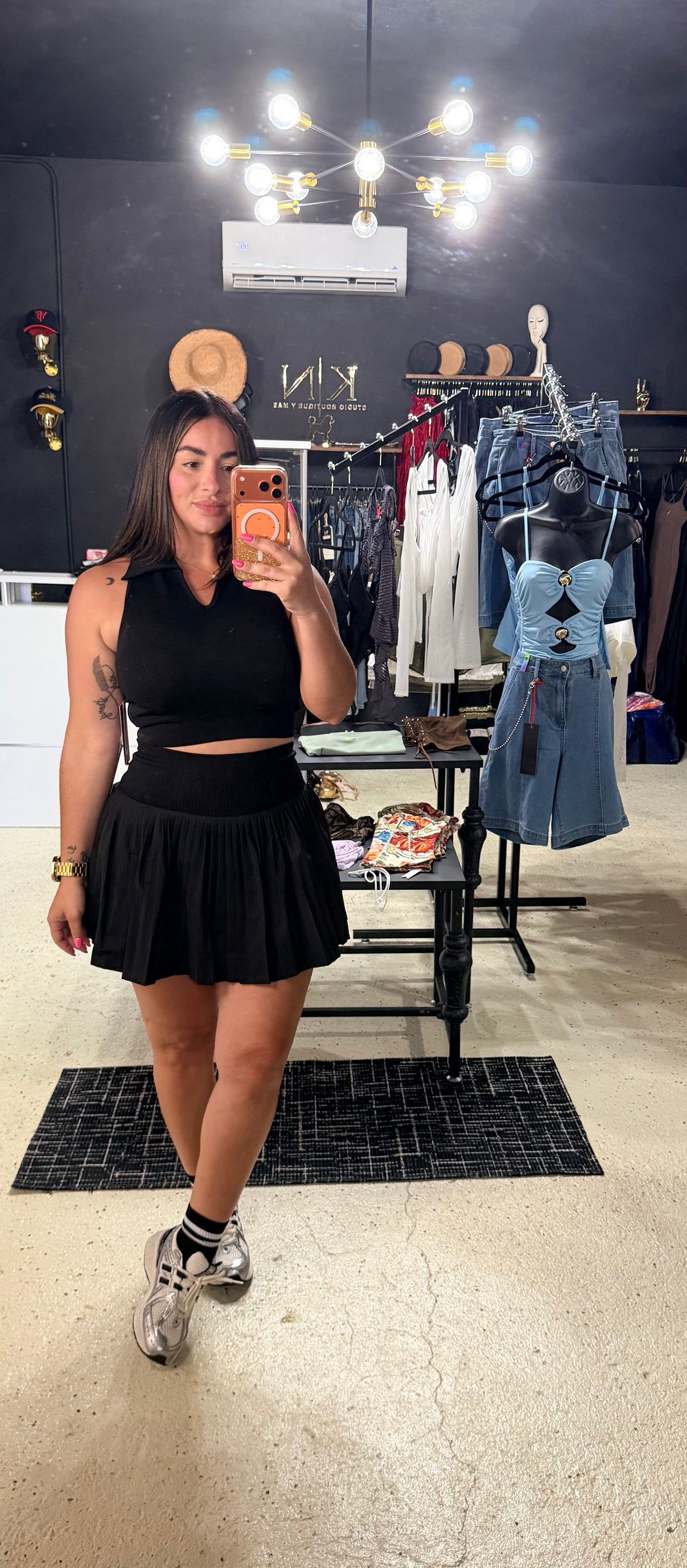 Crush Skort Set Black