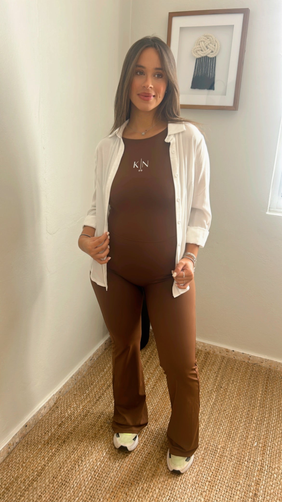 Brown Sleeveless Active Romper