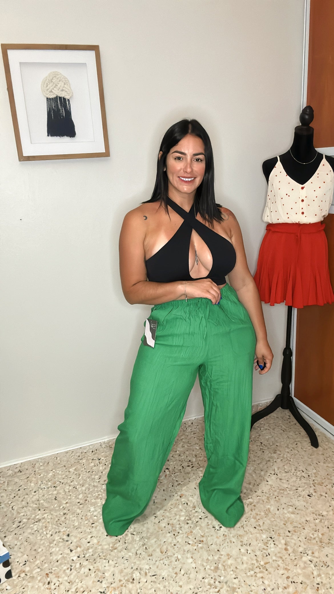 High-Waist Pants Green