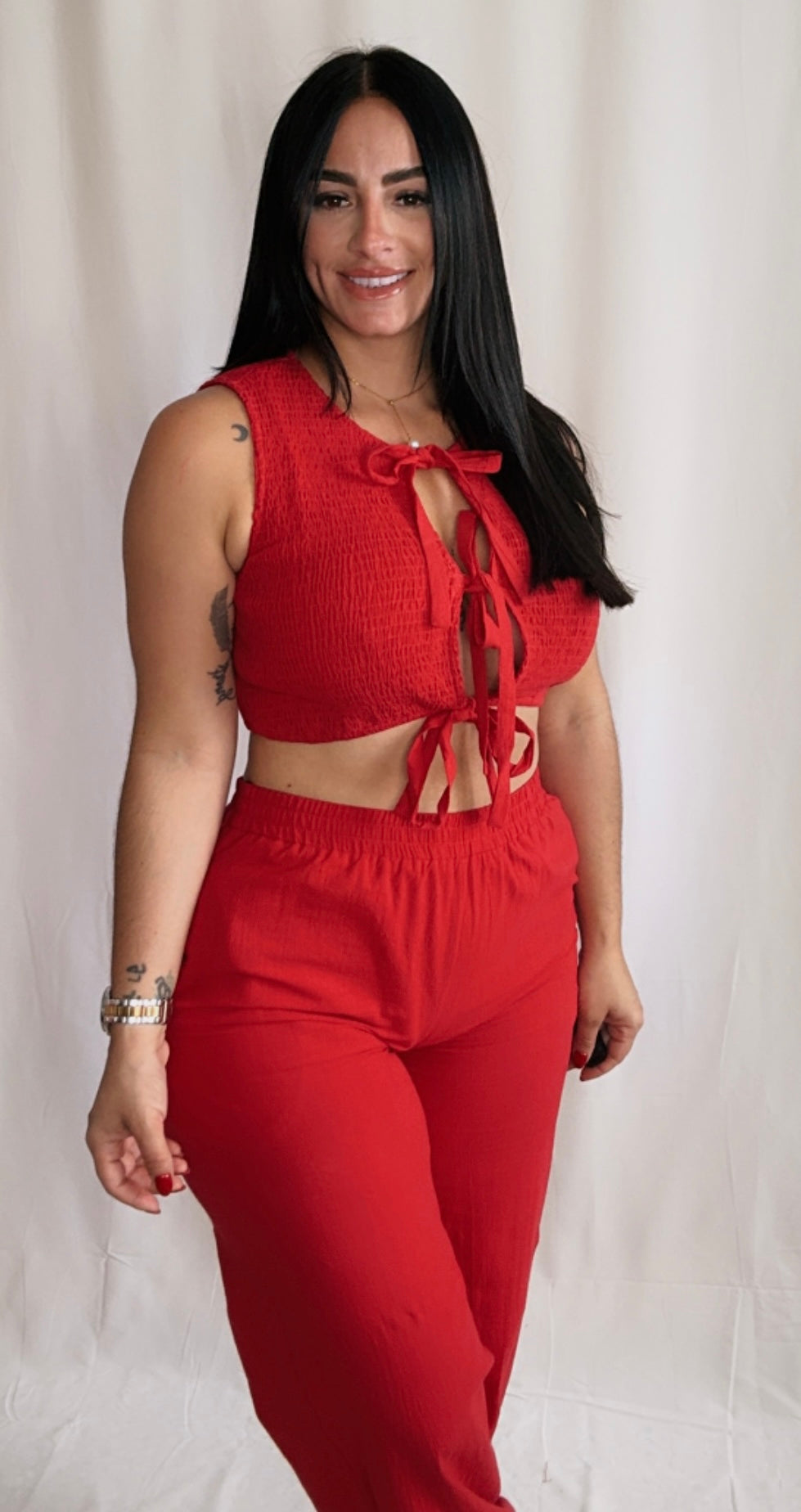 Smocked Top and Pant Red