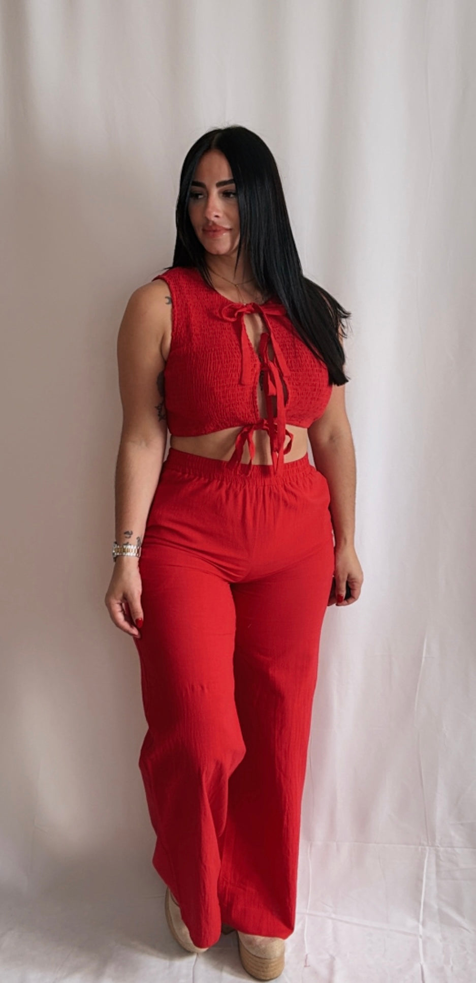 Smocked Top and Pant Red