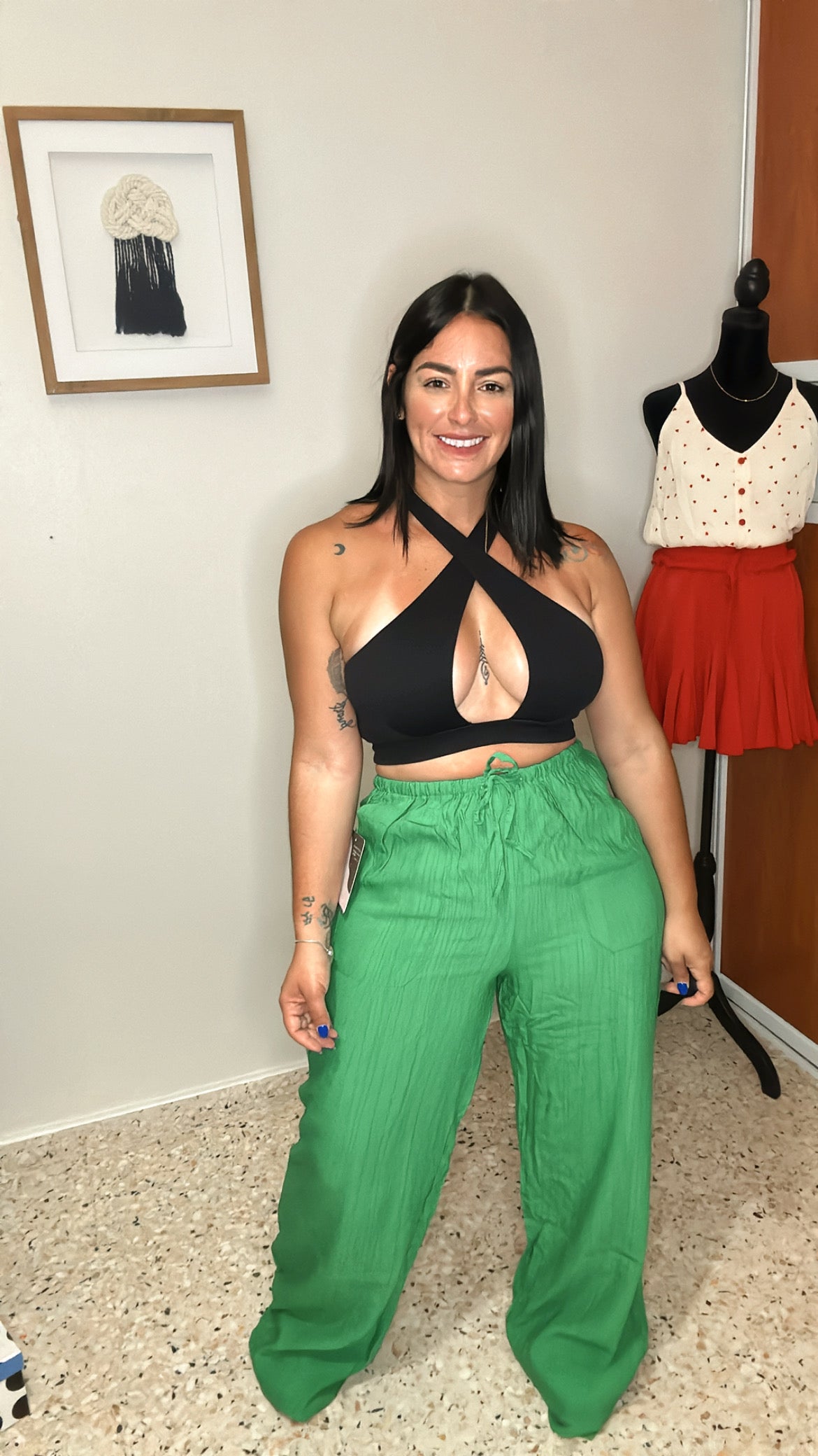 High-Waist Pants Green