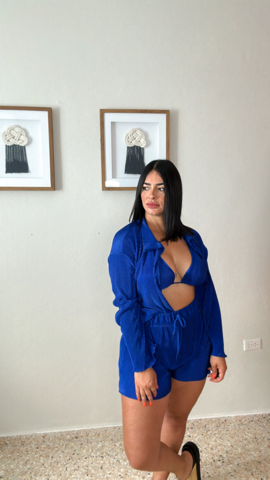 Royal Blue Bra Jacket and Short