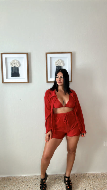 Red Bra Jacket and Short