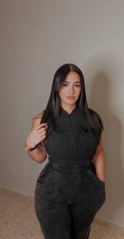 Washed Denim Jumpsuit