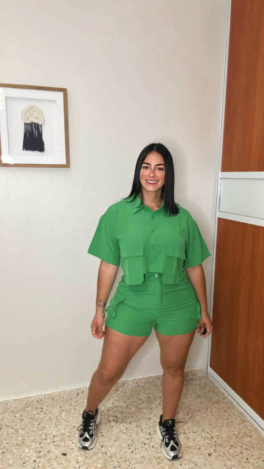 Kelly Green Top and Shorts Set