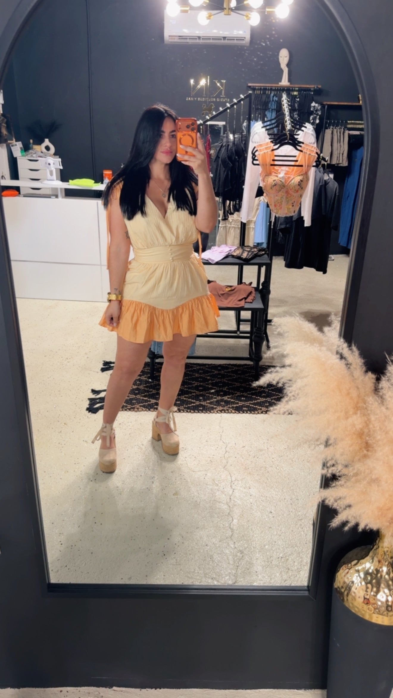 Peachy Glow Ruffle Dress