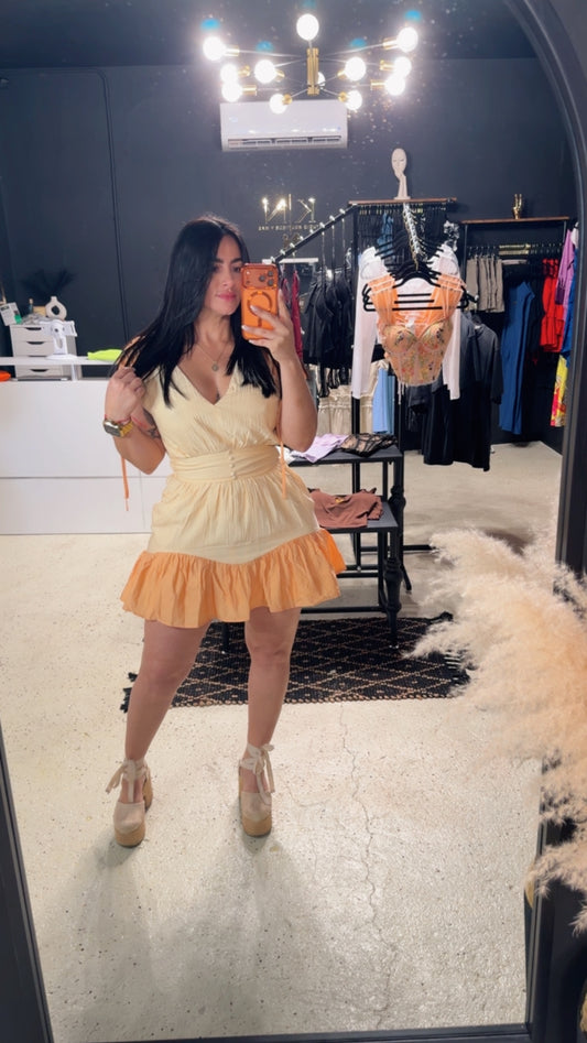 Peachy Glow Ruffle Dress