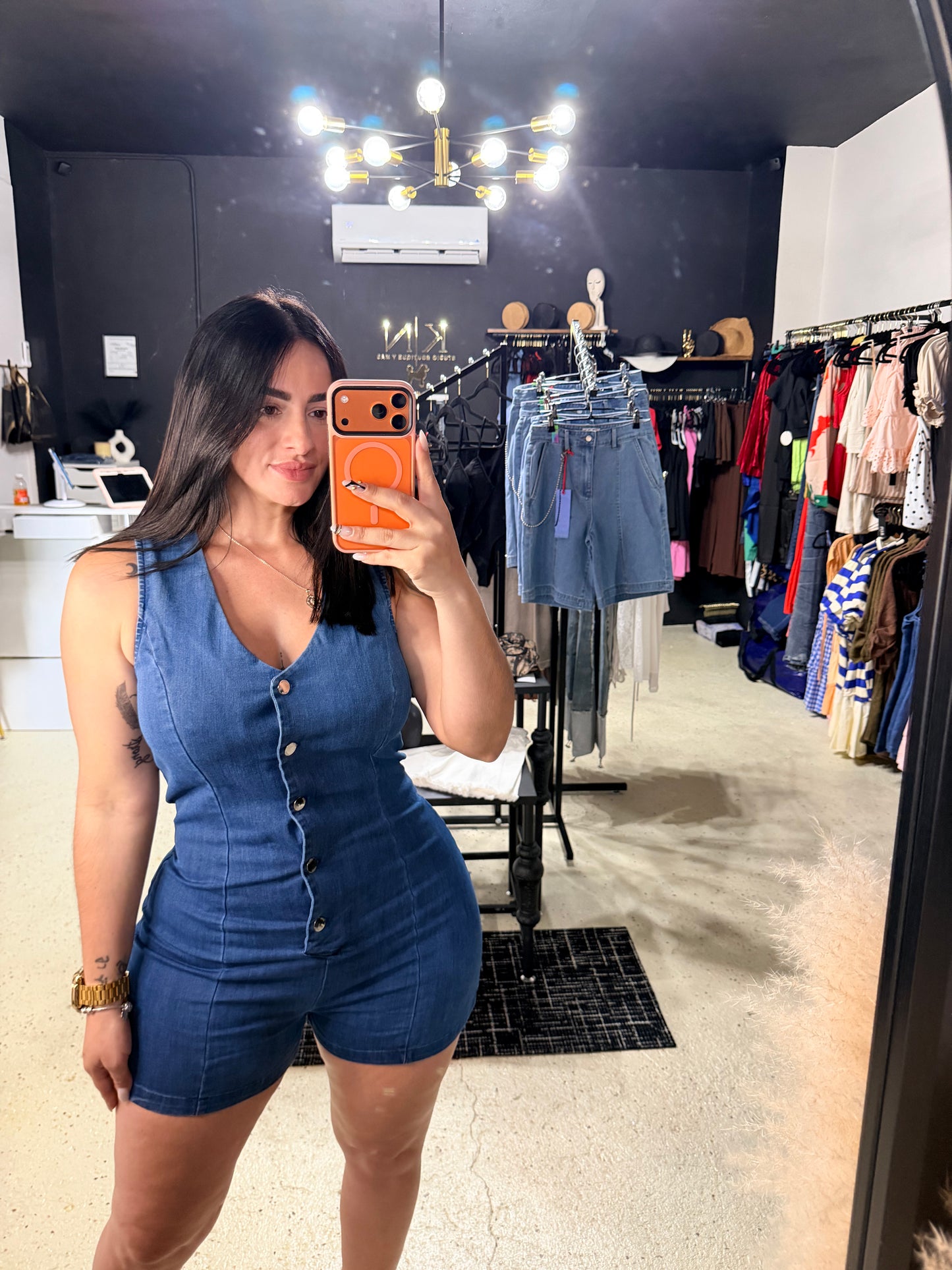 Valentina Denim Rompers