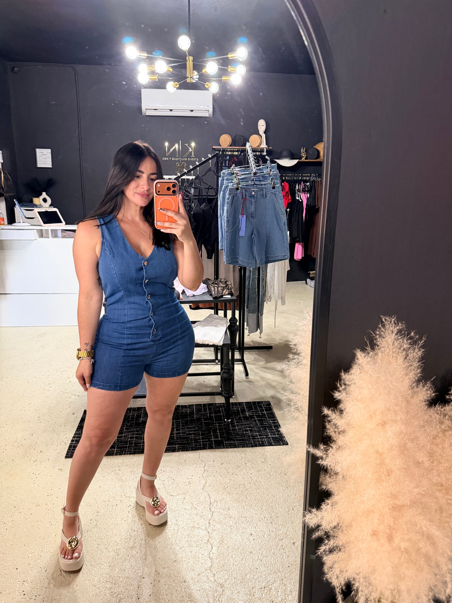 Valentina Denim Rompers
