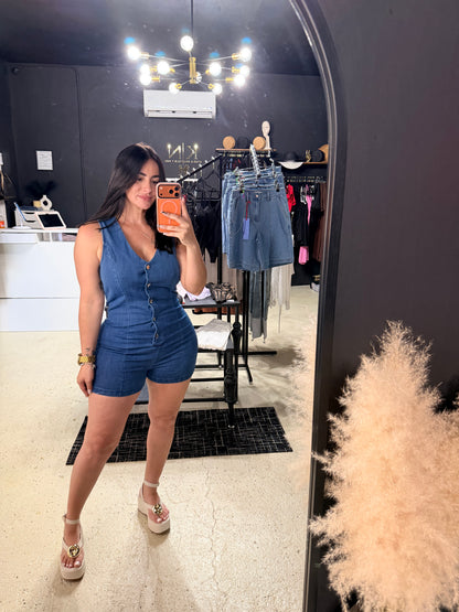 Valentina Denim Rompers