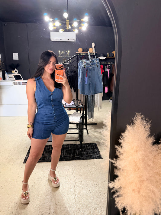 Valentina Denim Rompers
