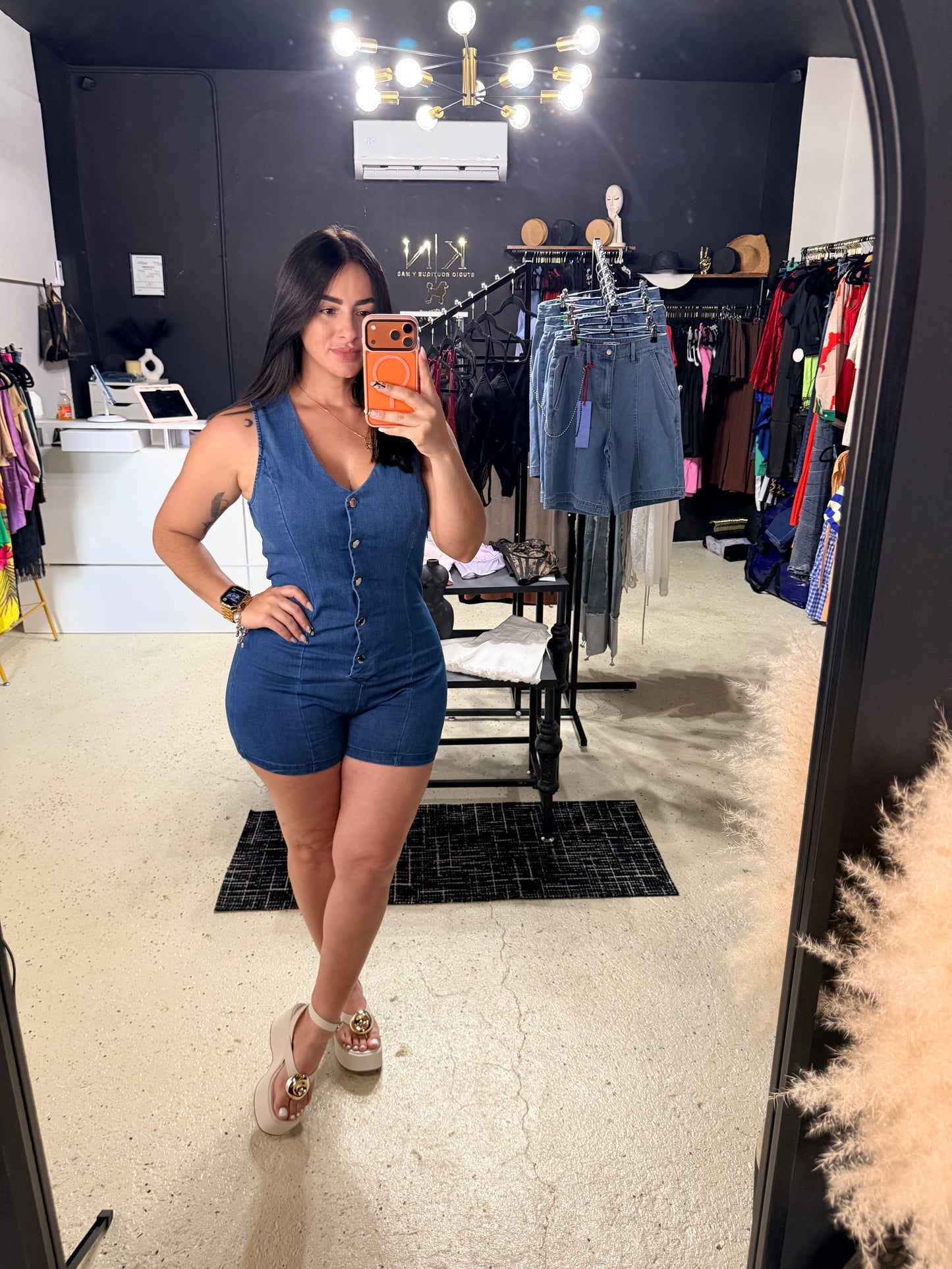 Valentina Denim Rompers