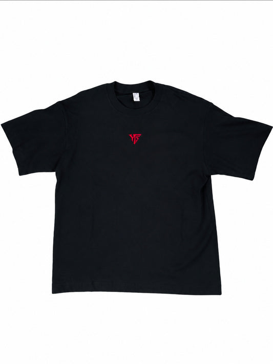 Red YTS on Black T-Shirt